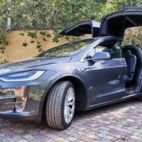 Tesla Model X серая электрический внедор